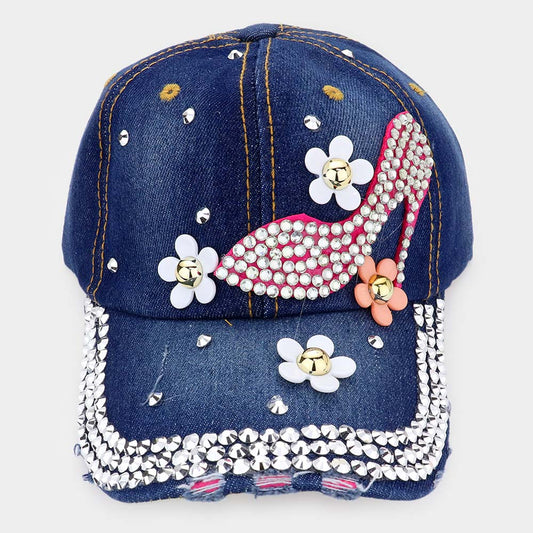HATEGORY Bling Flower Heel Baseball Cap