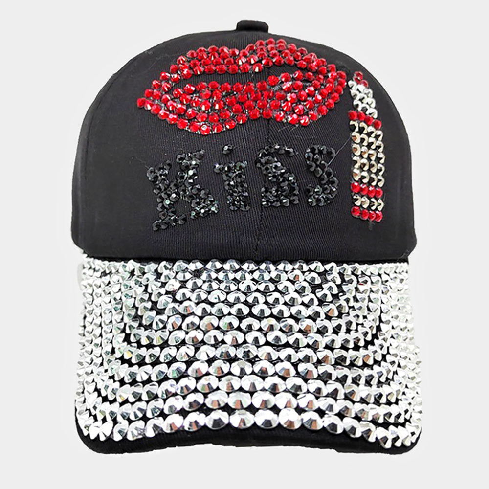 HATEGORY Bling Lips 'Kiss' Message Baseball Cap