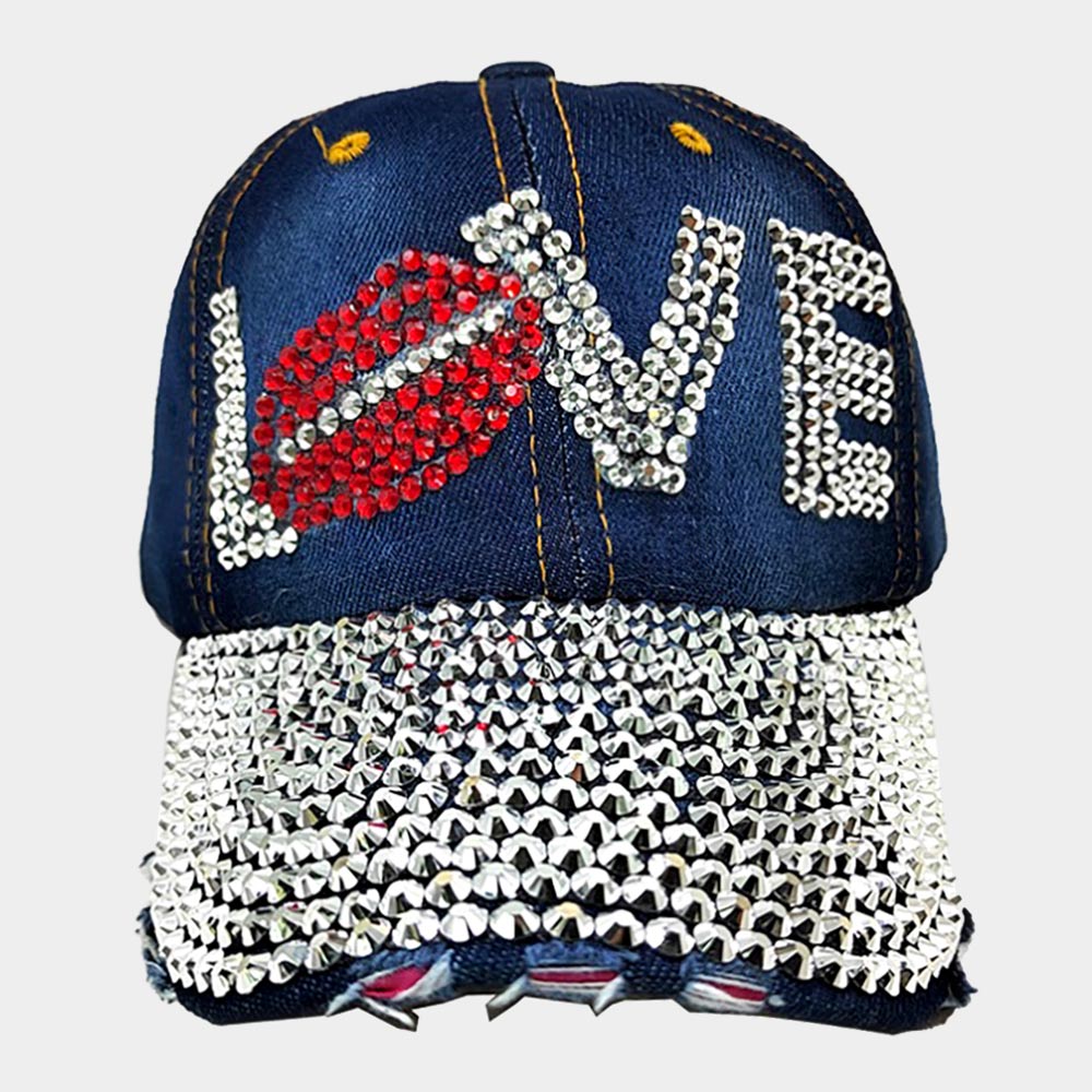 HATEGORY Bling Lips 'Love' Message Message Baseball Cap