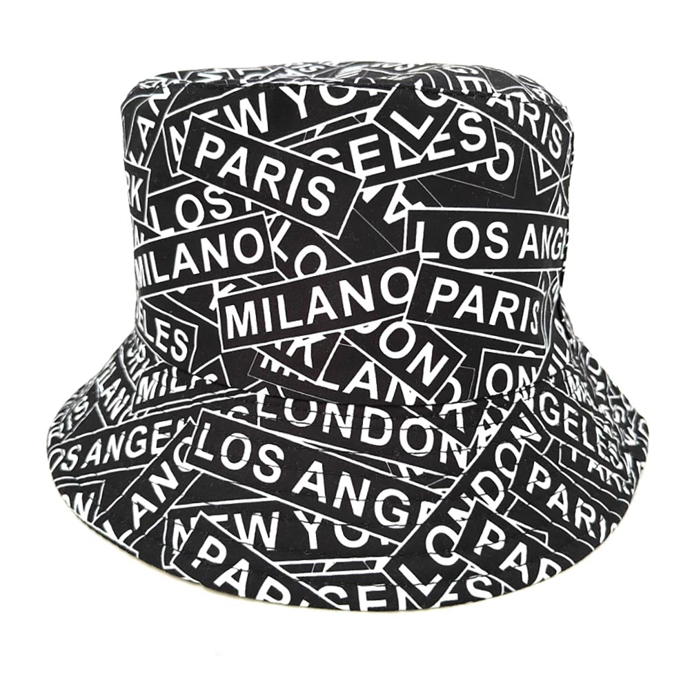 HATEGORY City Name Patterned Bucket Hat