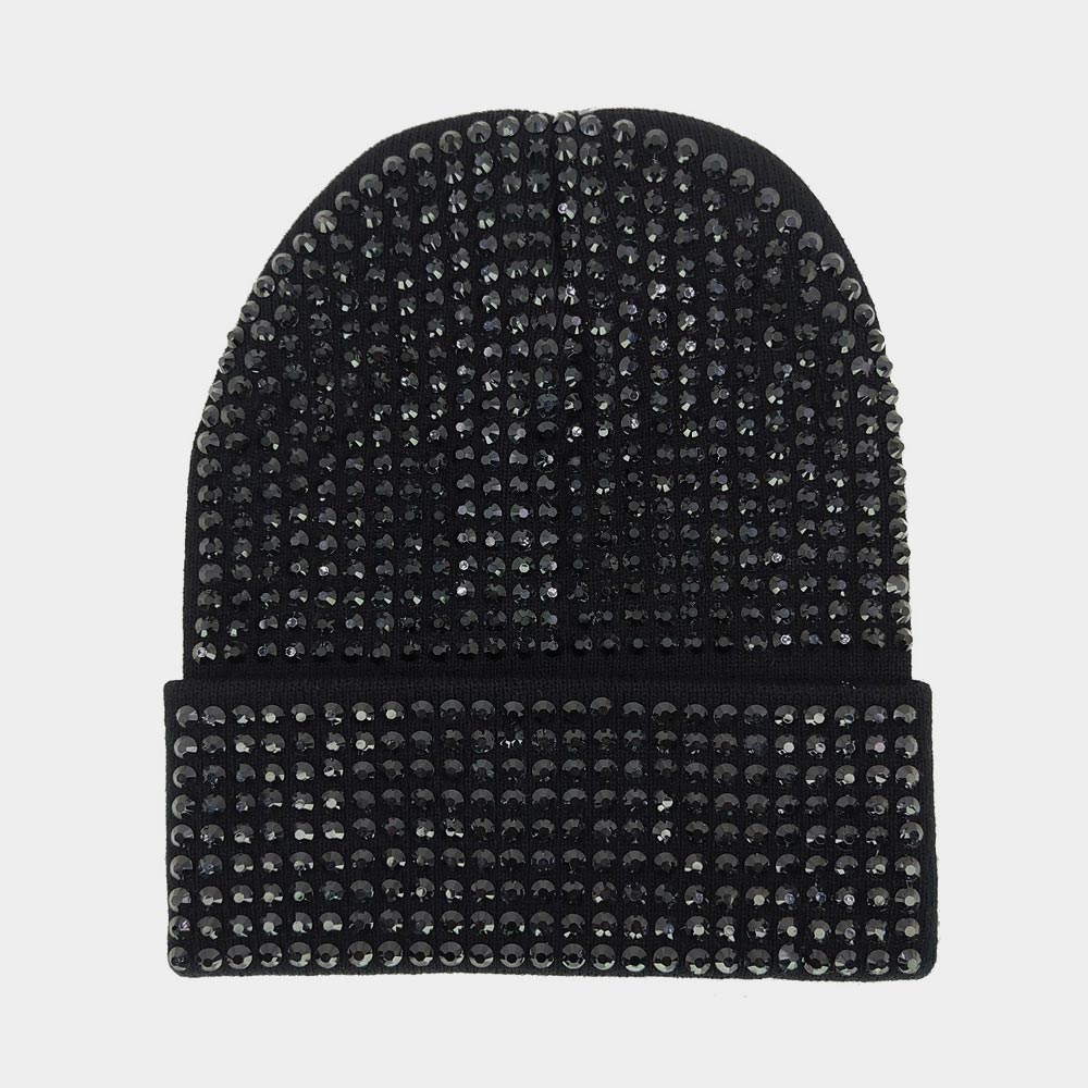 HATEGORY Bling Studded Beanie Hat