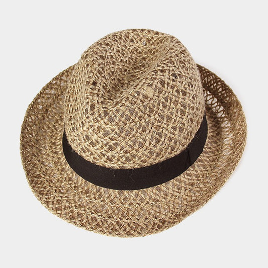 HATEGORY Linen lace mesh fedora hat