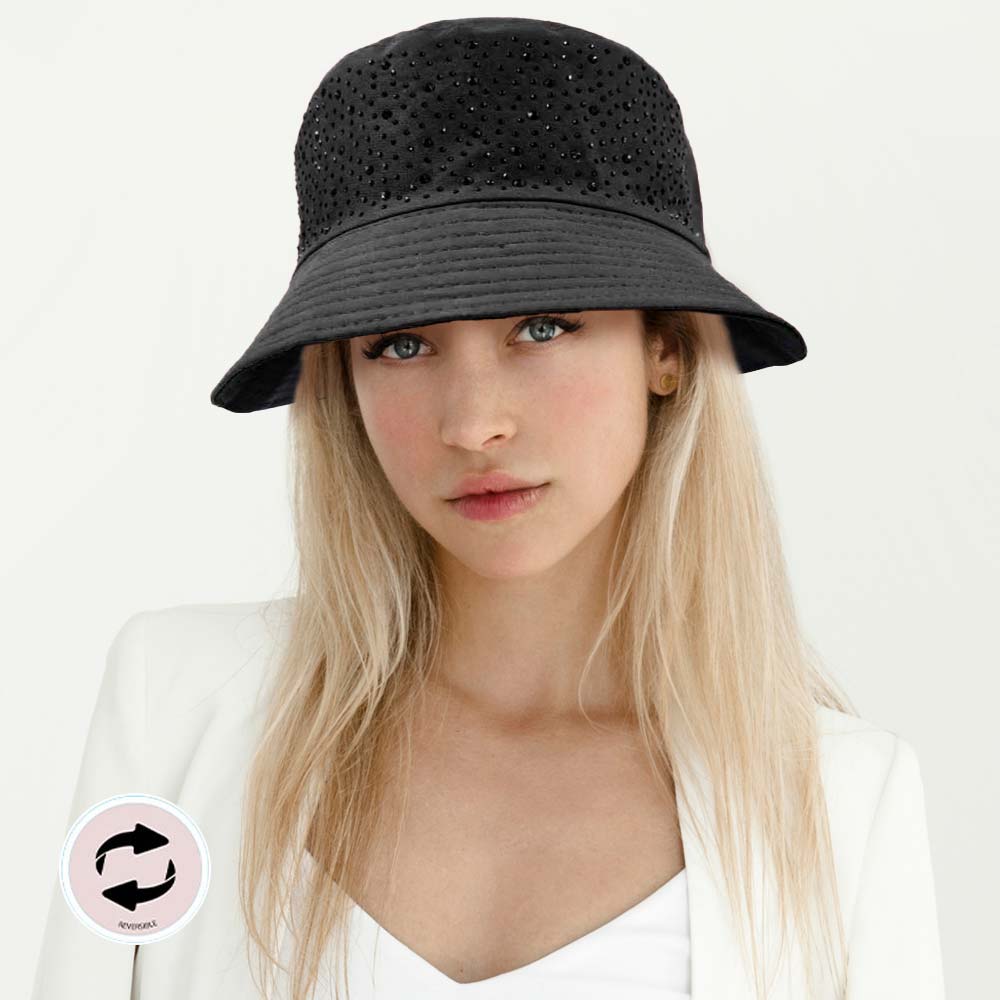 HATEGORY Bling Solid Reversible Bucket Hat