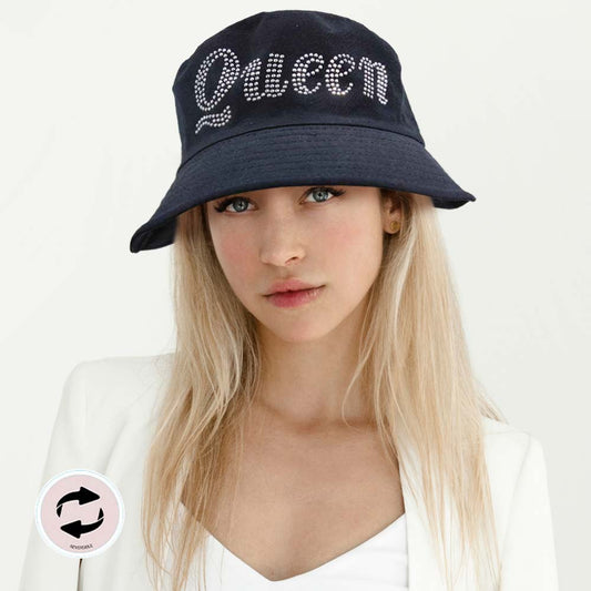 HATEGORY Queen Message Solid Reversible Bucket Hat