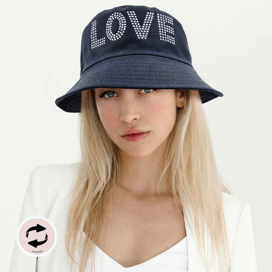 HATEGORY LOVE Message Solid Reversible Bucket Hat