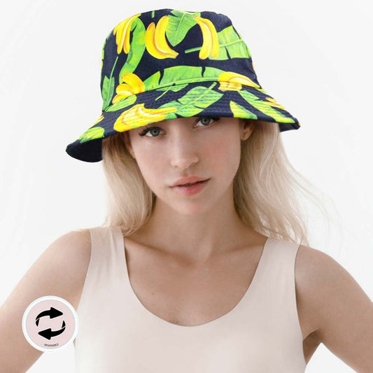HATEGORY Banana Leaf Patterned Reversible Bucket Hat