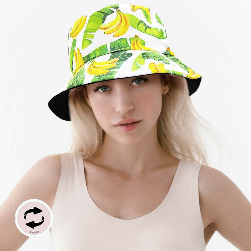 HATEGORY Banana Leaf Patterned Reversible Bucket Hat