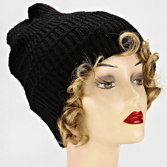 HATEGORY Buttoned Acrylic Knit Beanie