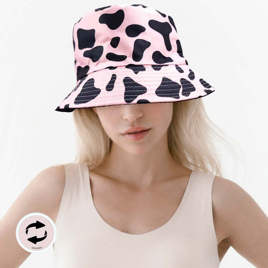 HATEGORY Cow Patterned Reversible Bucket Hat