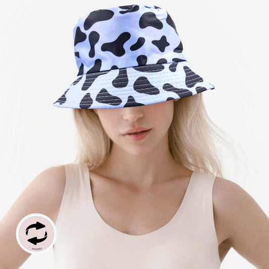 HATEGORY Cow Patterned Reversible Bucket Hat