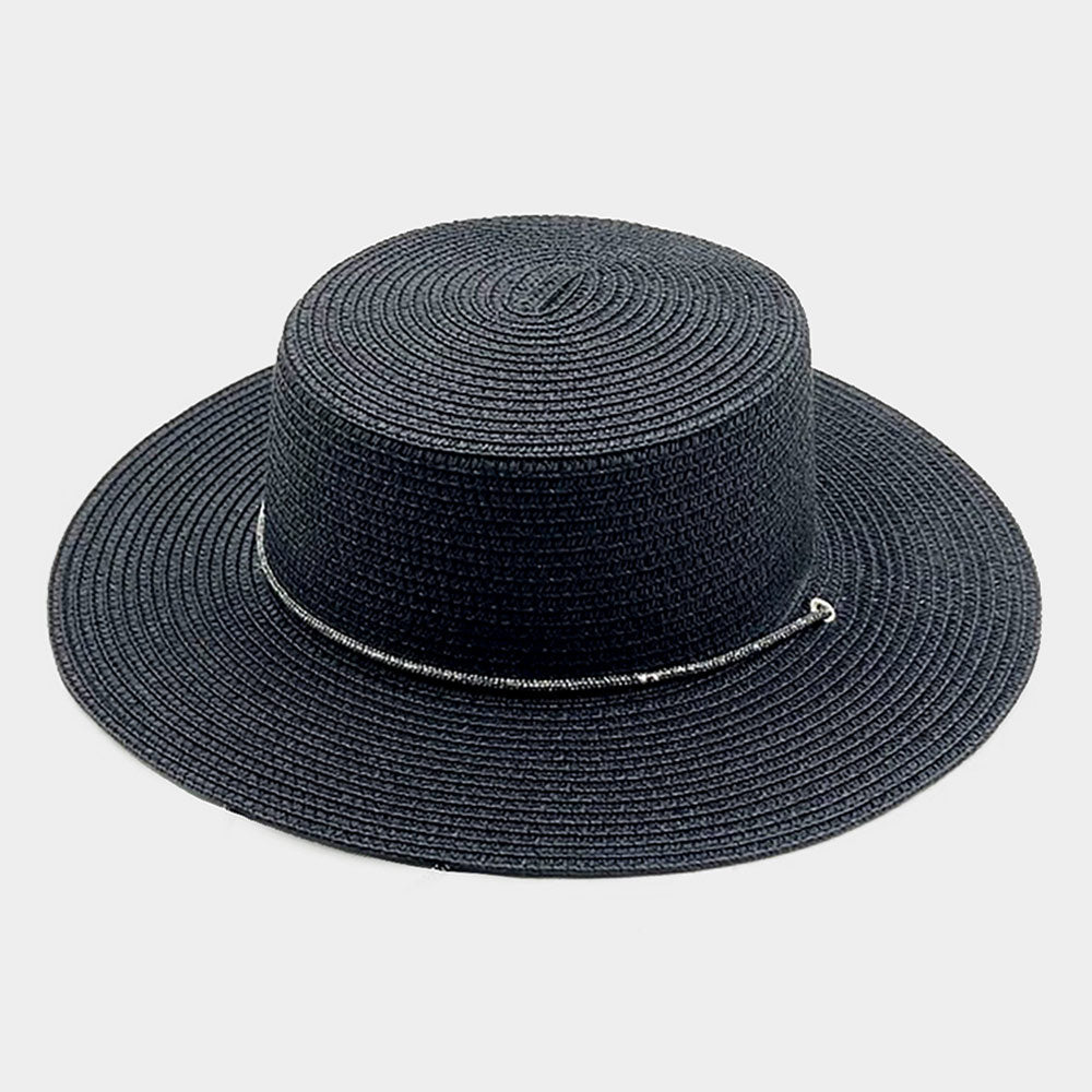 HATEGORY Bling Chin Tie Straw Sun Hat