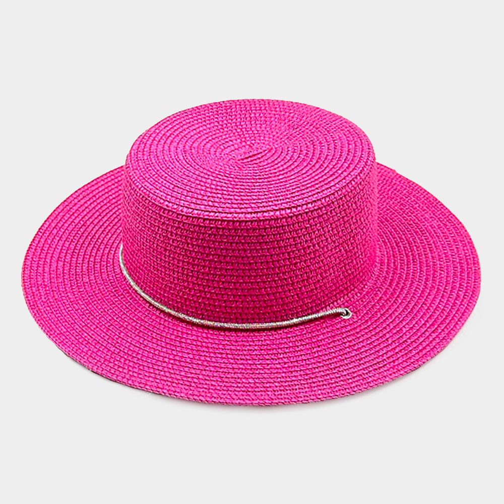 HATEGORY Bling Chin Tie Straw Sun Hat