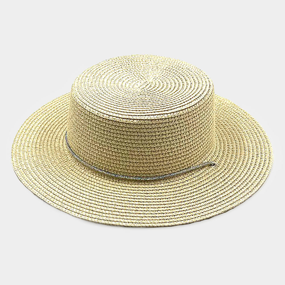 HATEGORY Bling Chin Tie Straw Sun Hat