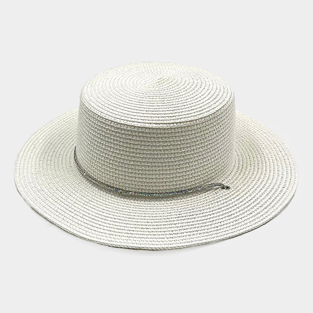 HATEGORY Bling Chin Tie Straw Sun Hat