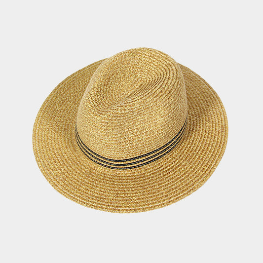 HATEGORY Striped straw fedora hat