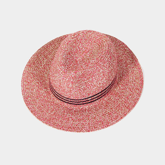 HATEGORY Striped straw fedora hat