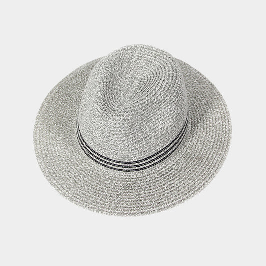 HATEGORY Striped straw fedora hat
