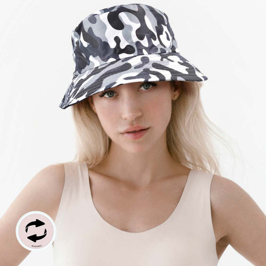 HATEGORY Camouflage Patterned Reversible Bucket Hat