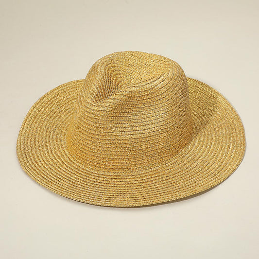 HATEGORY Metallic Woven Fedora Sun Hat