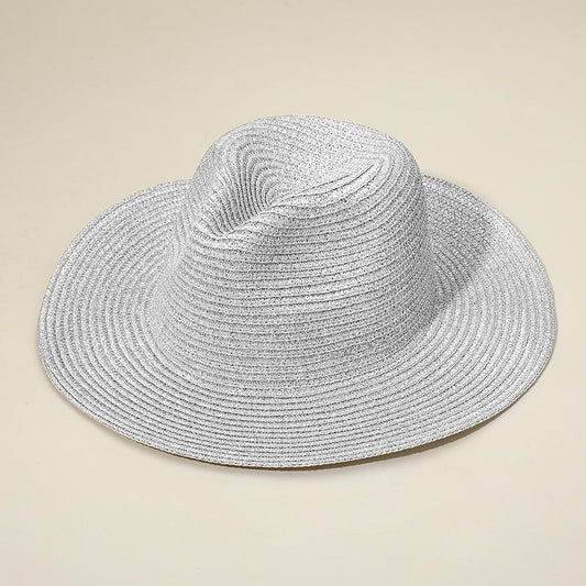 HATEGORY Metallic Woven Fedora Sun Hat