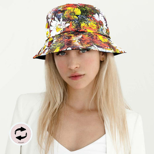 HATEGORY Flower Patterned Reversible Bucket Hat