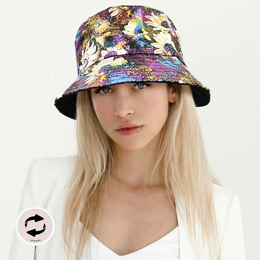 HATEGORY Flower Patterned Reversible Bucket Hat