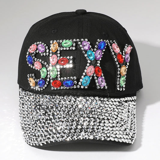 HATEGORY Oval Rhinestone Cluster Embellished SEXY Message Bling Studded Glam Baseball Cap