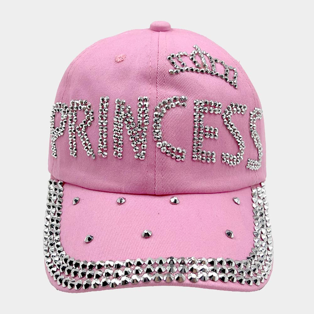 HATEGORY Princess Message Bling Crown Studded Baseball Cap