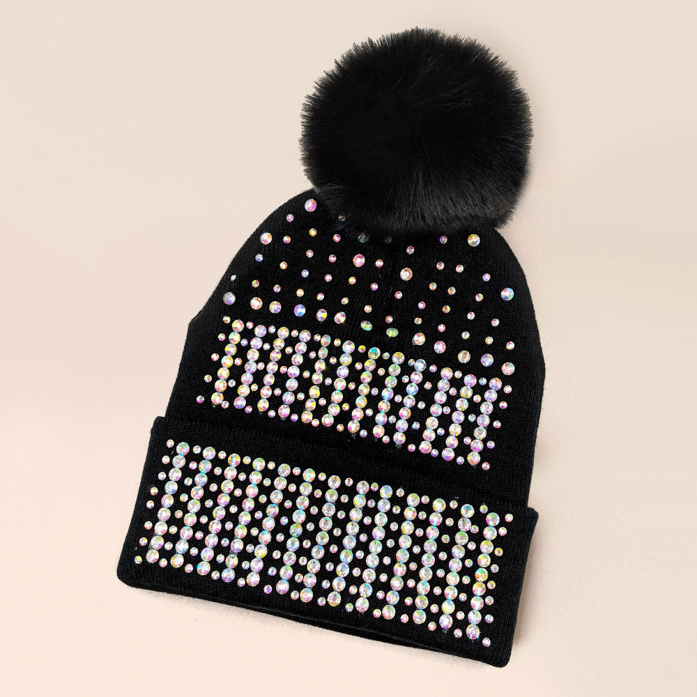 HATEGORY Bling Pom Pom Beanie Hat