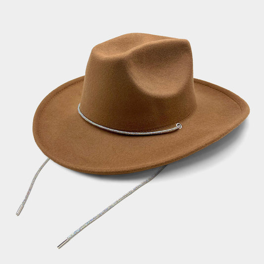 HATEGORY Bling Strap Band Pointed Cowboy Fedora Hat