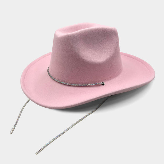 HATEGORY Bling Strap Band Pointed Cowboy Fedora Hat