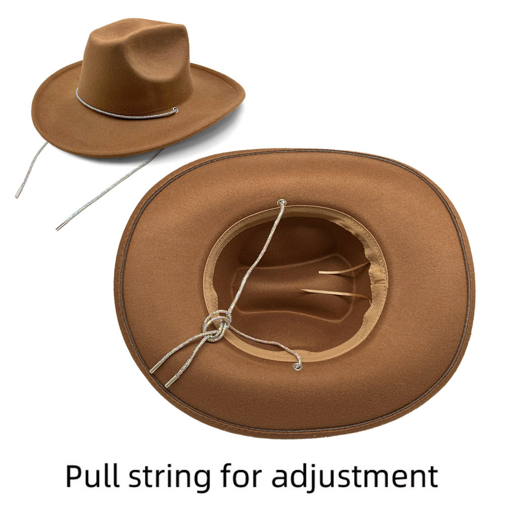 HATEGORY Bling Strap Band Pointed Cowboy Fedora Hat
