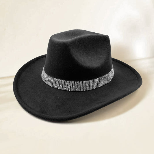 HATEGORY Rhinestone Paved Band Accented Cowboy Western Hat