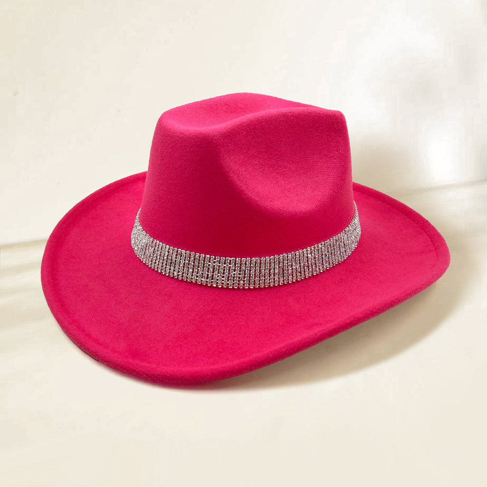 HATEGORY Rhinestone Paved Band Accented Cowboy Western Hat