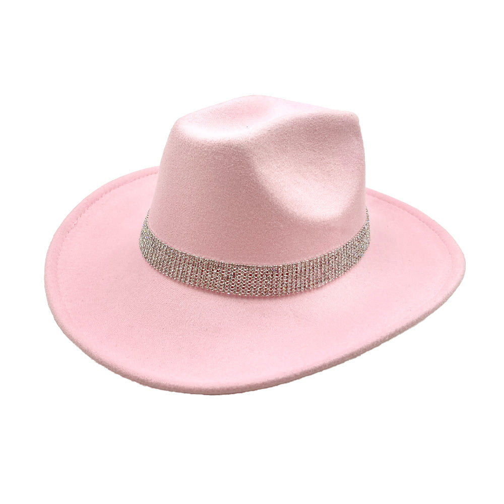 HATEGORY Rhinestone Paved Band Accented Cowboy Western Hat
