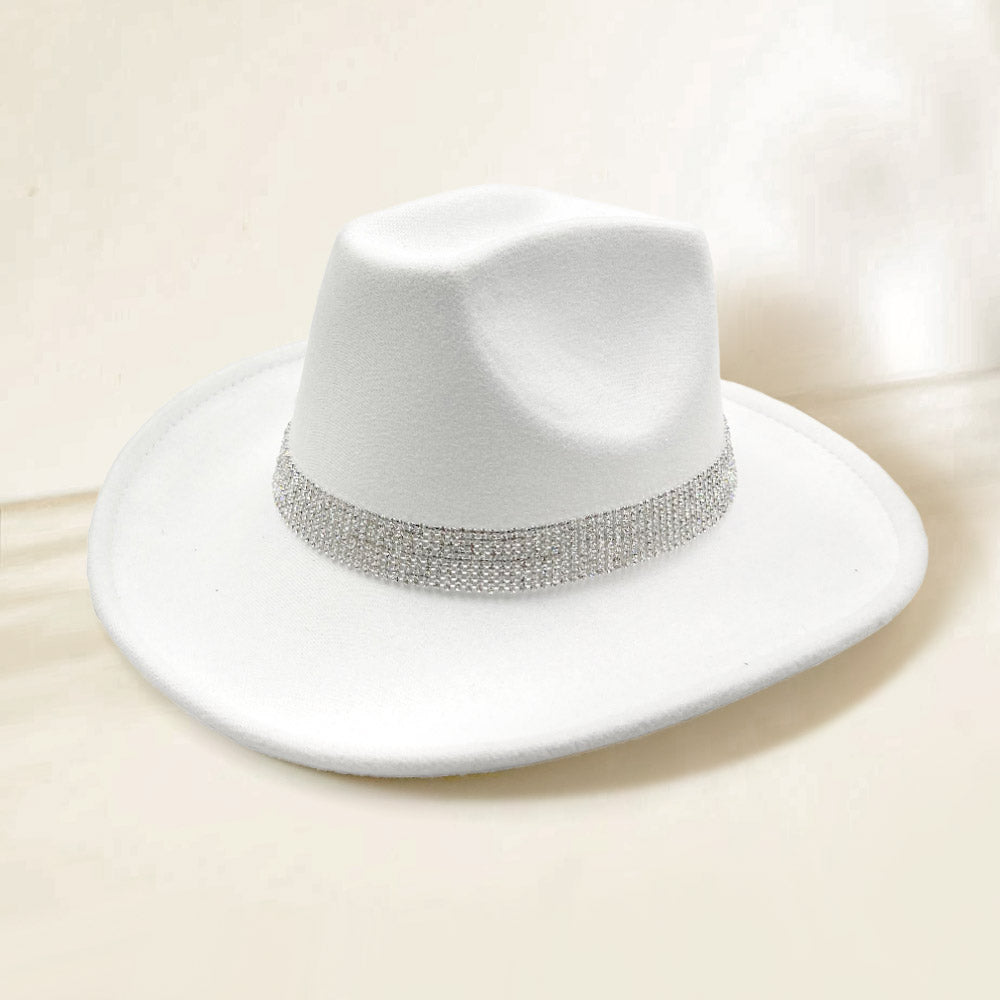 HATEGORY Rhinestone Paved Band Accented Cowboy Western Hat