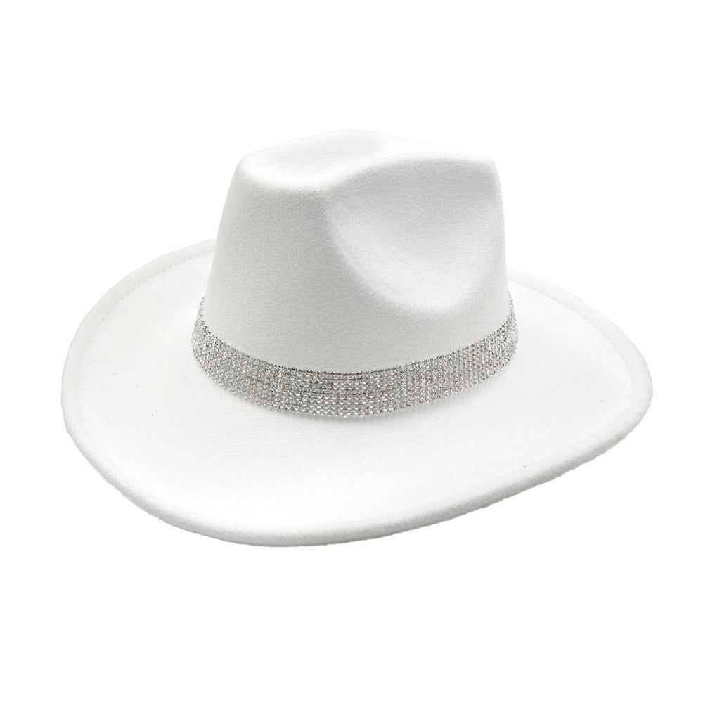 HATEGORY Rhinestone Paved Band Accented Cowboy Western Hat