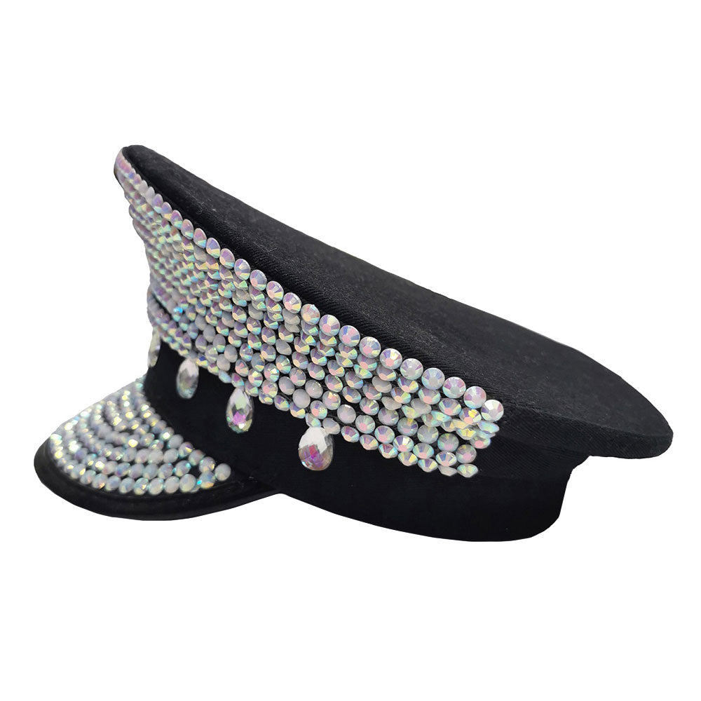 HATEGORY Teardrop Stone Pointed Bling Studded Captain Hat
