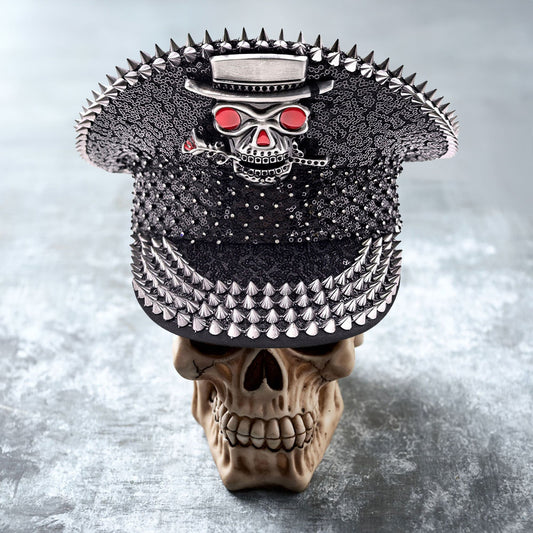 HATEGORY Skull Pointed Spike Studded Captain Hat
