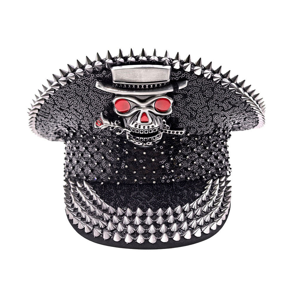 HATEGORY Skull Pointed Spike Studded Captain Hat