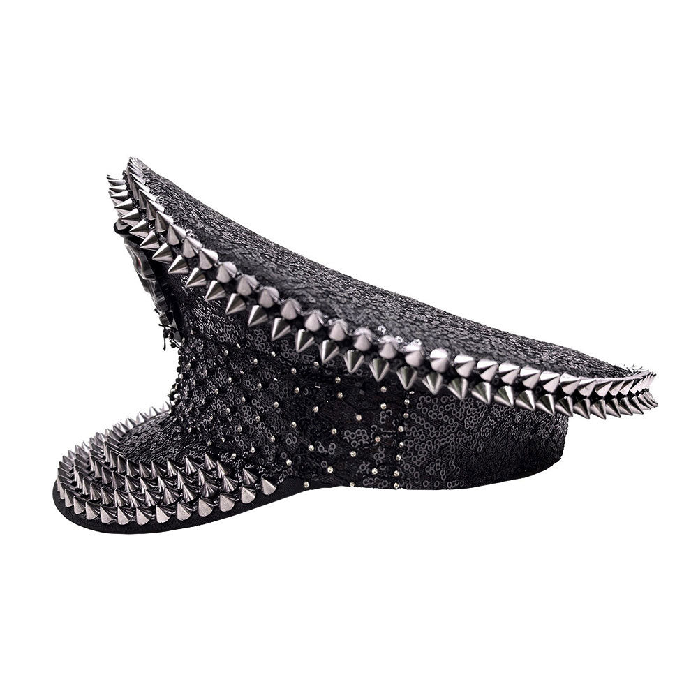 HATEGORY Skull Pointed Spike Studded Captain Hat