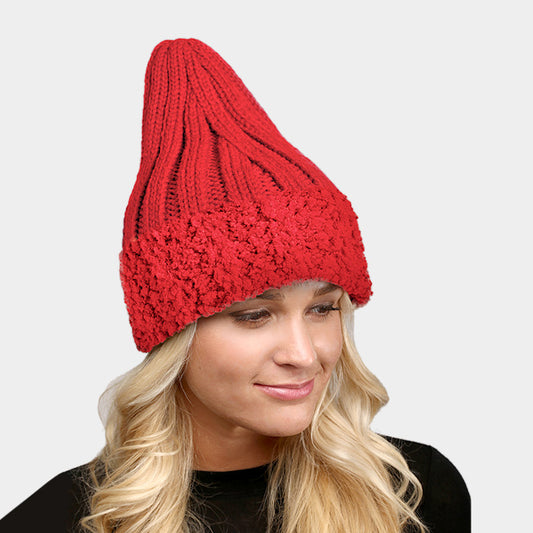 HATEGORY Faux Fur Trim Knit Beanie