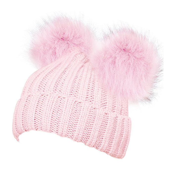 HATEGORY Double Faux Pom Pom Winter Beanie