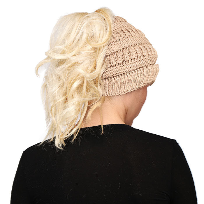 HATEGORY Solid Stretchy Hole Knitted Beanie