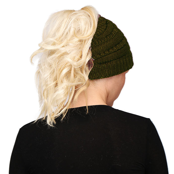 HATEGORY Solid Stretchy Hole Knitted Beanie