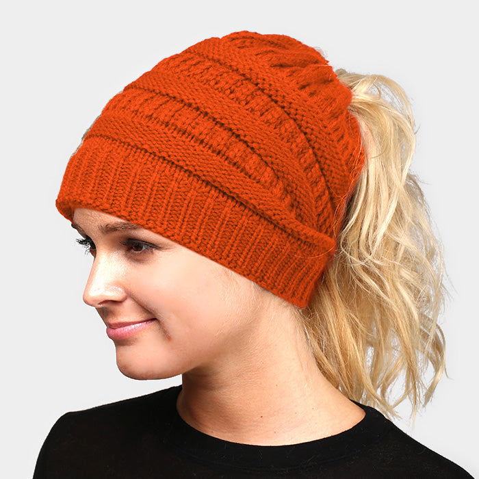 HATEGORY Solid Stretchy Hole Knitted Beanie