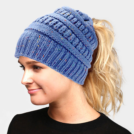 HATEGORY Multi Color Sprinkled Hole Knitted Beanie Hat