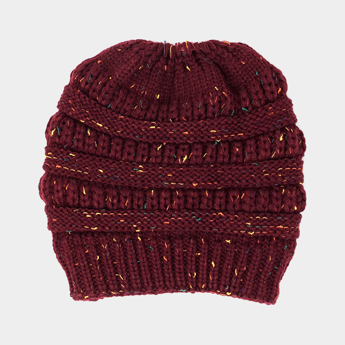 HATEGORY Multi Color Sprinkled Hole Knitted Beanie Hat