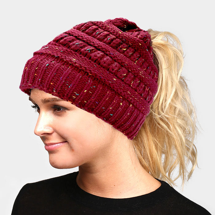 HATEGORY Multi Color Sprinkled Hole Knitted Beanie Hat