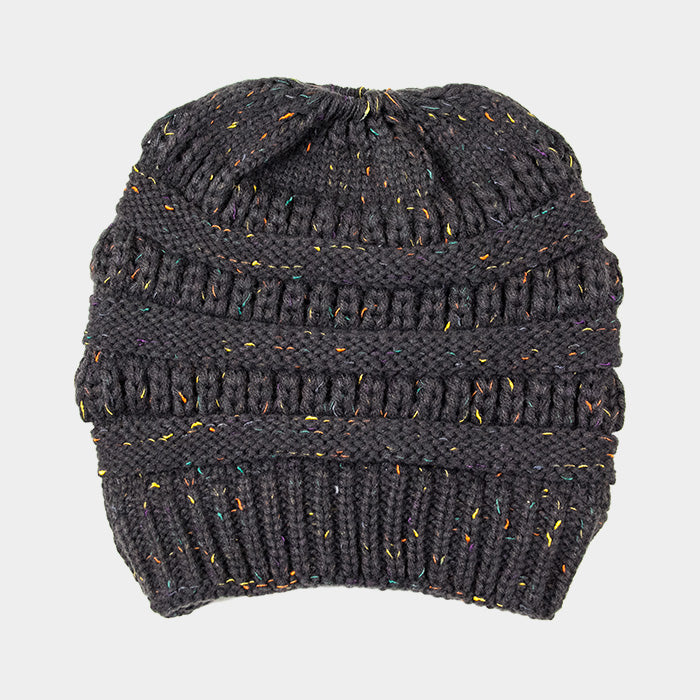 HATEGORY Multi Color Sprinkled Hole Knitted Beanie Hat